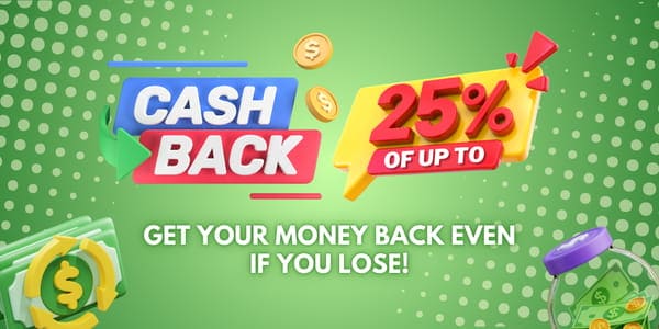 Campaign banner with reload offer coins and reel symbols